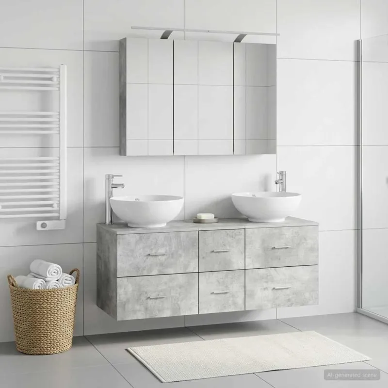 Vonios baldų rinkinys 4 pcs Betono pilka