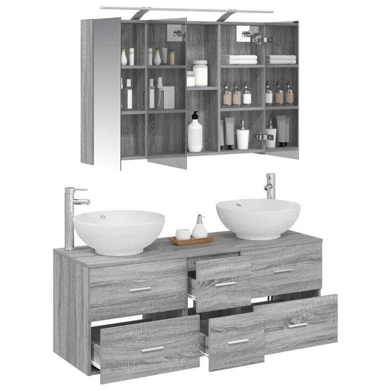 Vonios baldų rinkinys 4 pcs Pilka Sonoma