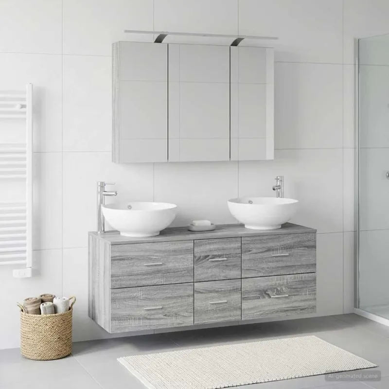 Vonios baldų rinkinys 4 pcs Pilka Sonoma