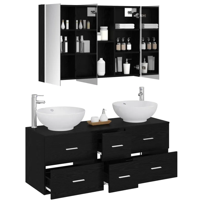 Vonios baldų rinkinys 4 pcs Juodojo ąžuolo