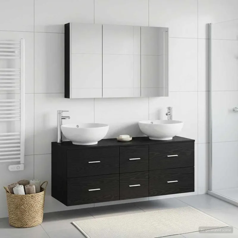 Vonios baldų rinkinys 4 pcs Juodojo ąžuolo