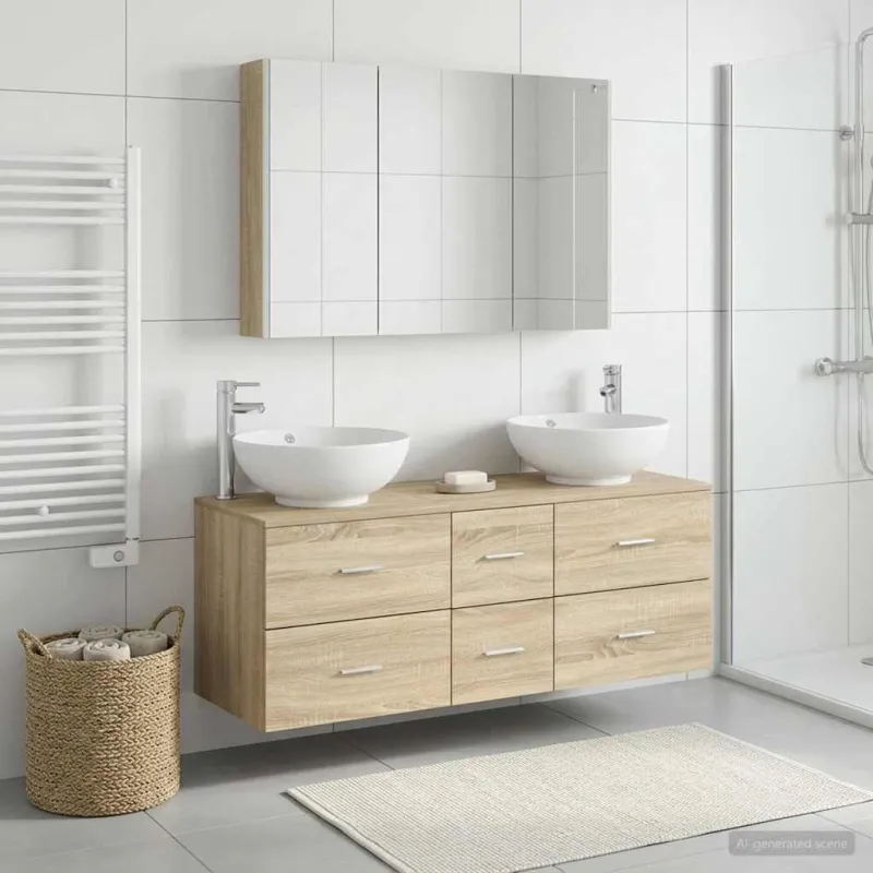 Vonios baldų rinkinys 4 pcs Sonoma ąžuolas