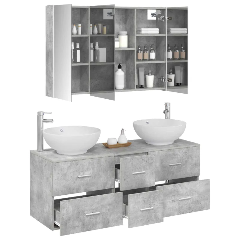 Vonios baldų rinkinys 4 pcs Betono pilka