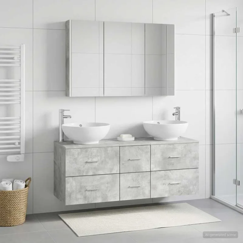 Vonios baldų rinkinys 4 pcs Betono pilka