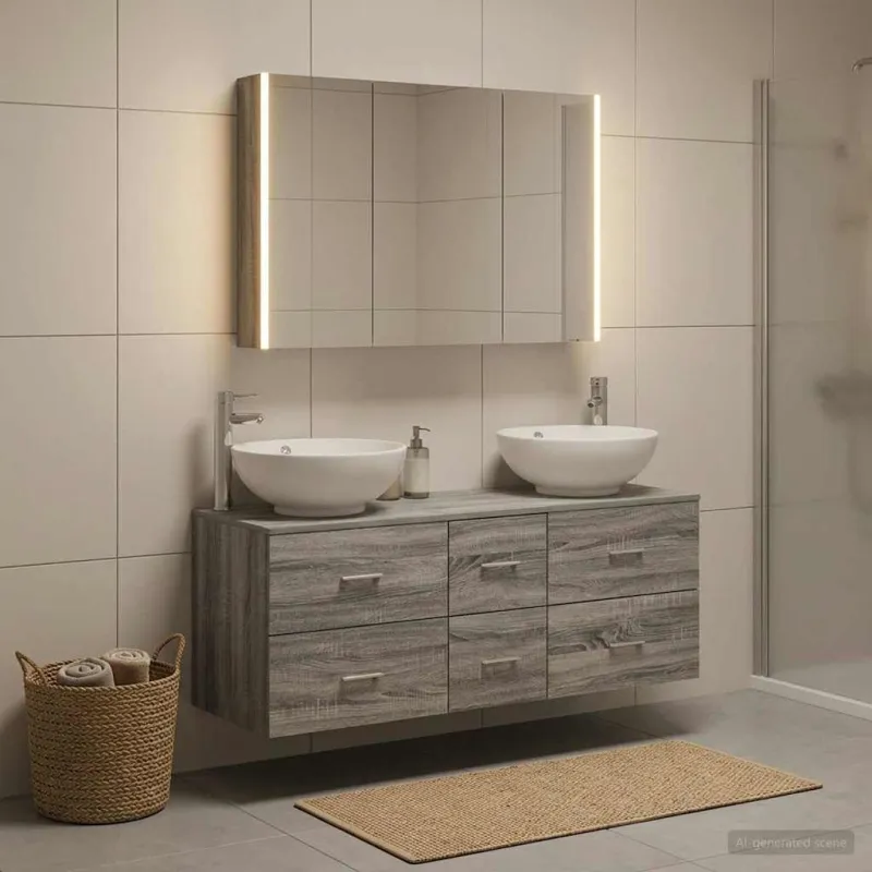 Vonios baldų rinkinys 4 pcs Pilka Sonoma