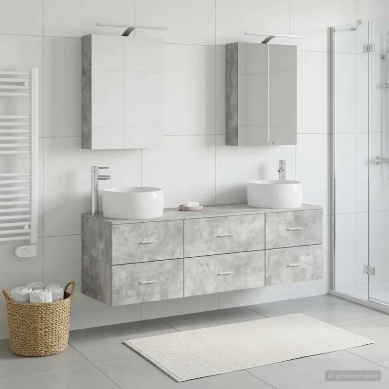 Vonios baldų rinkinys 5 pcs Betono pilka