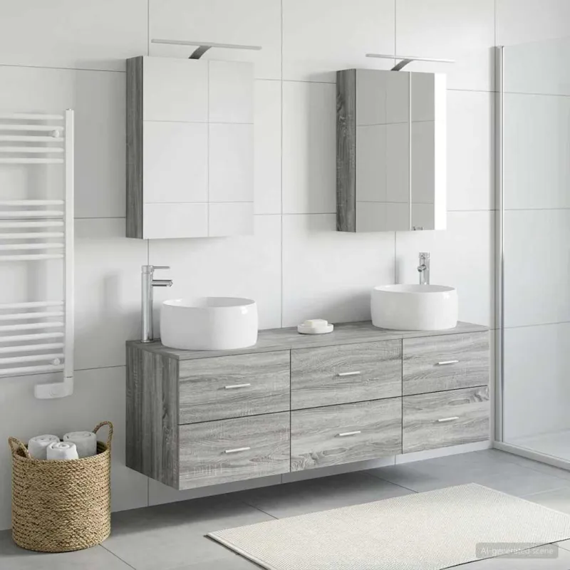 Vonios baldų rinkinys 5 pcs Pilka Sonoma