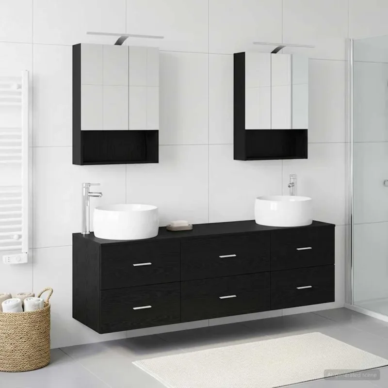 Vonios baldų rinkinys 5 pcs Juodojo ąžuolo