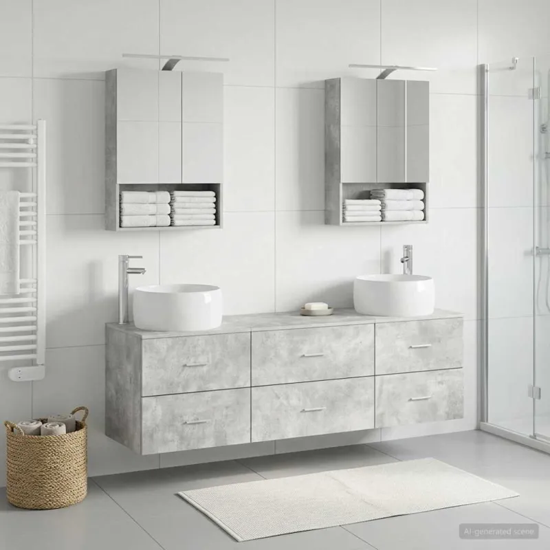 Vonios baldų rinkinys 5 pcs Betono pilka