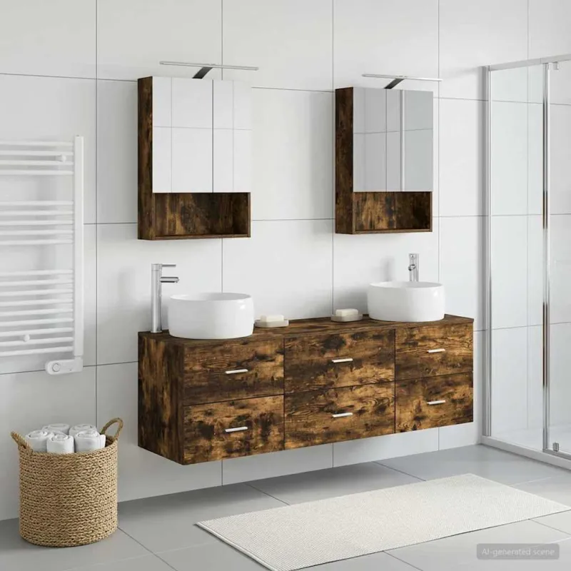Vonios baldų rinkinys 5 pcs Dūminio ąžuolo