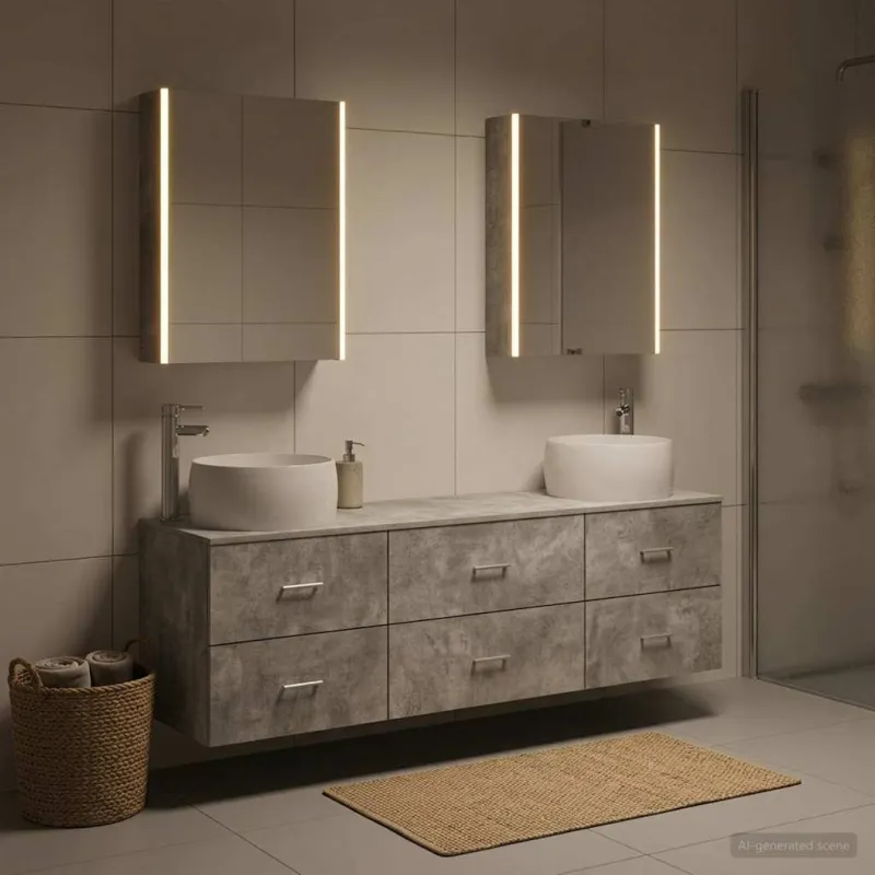 Vonios baldų rinkinys 5 pcs Betono pilka