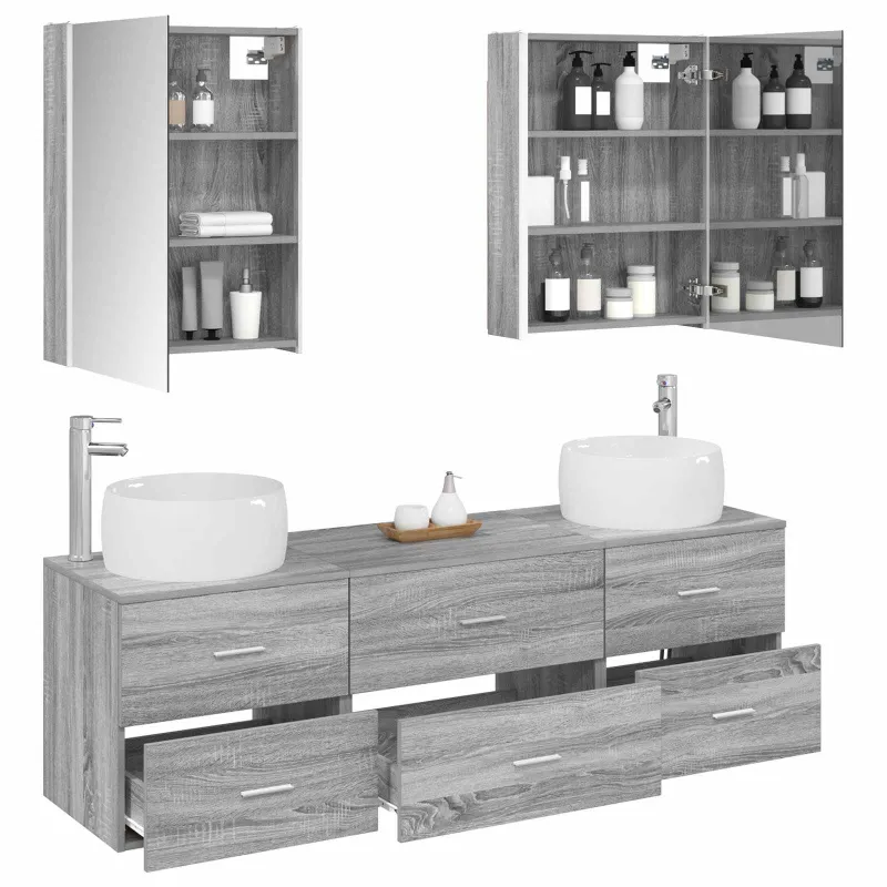 Vonios baldų rinkinys 5 pcs Pilka Sonoma