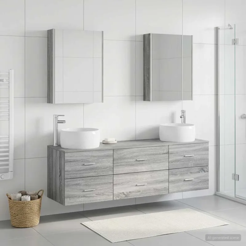Vonios baldų rinkinys 5 pcs Pilka Sonoma