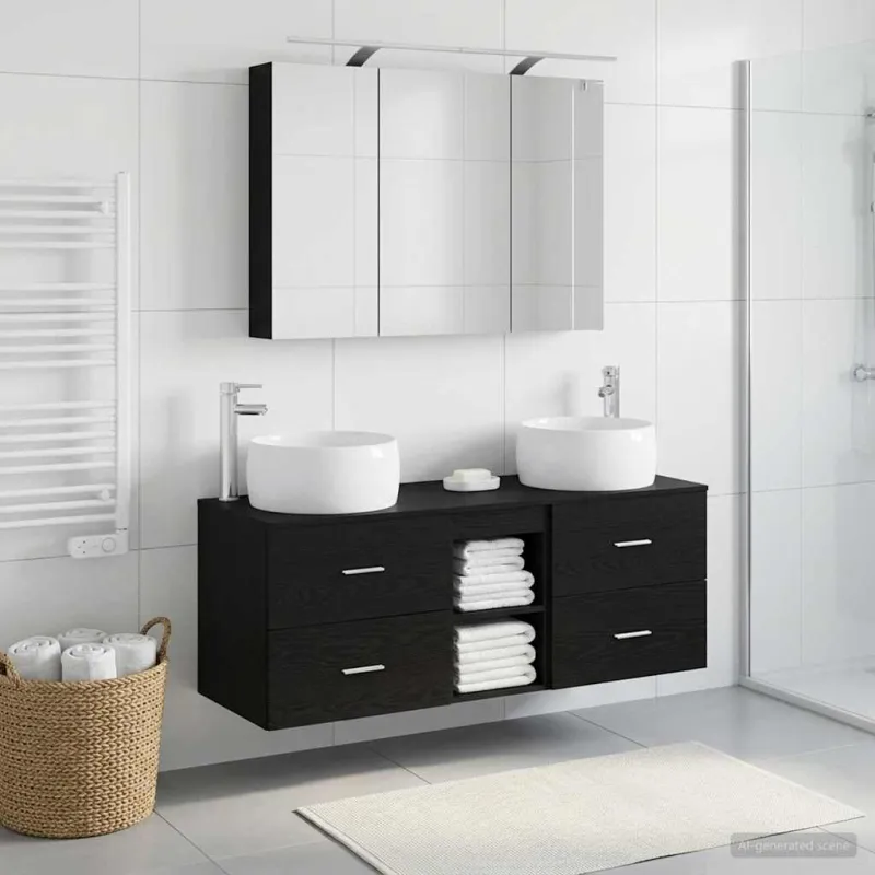 Vonios baldų rinkinys 4 pcs Juodojo ąžuolo