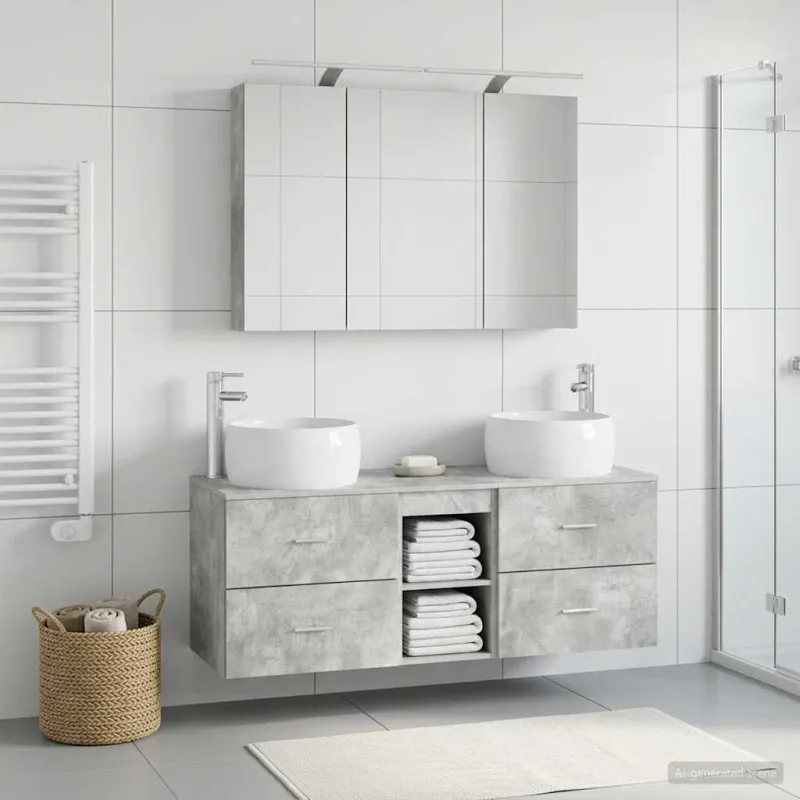 Vonios baldų rinkinys 4 pcs Betono pilka