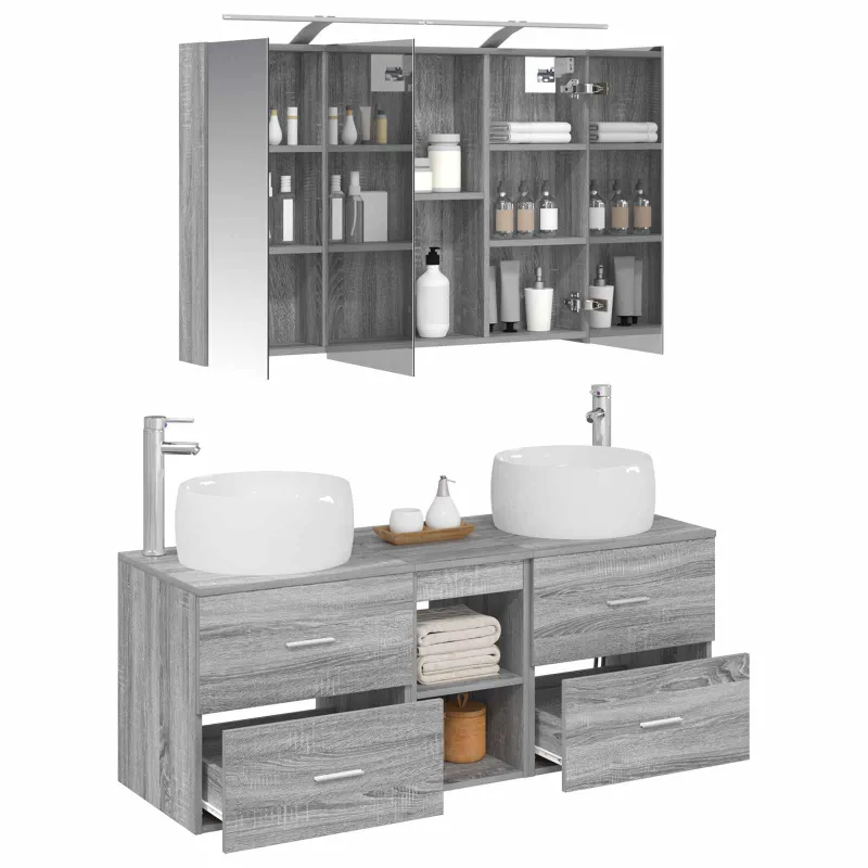 Vonios baldų rinkinys 4 pcs Pilka Sonoma