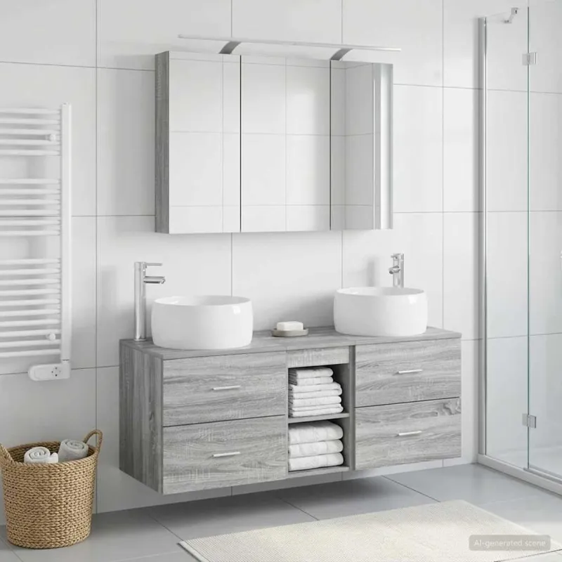 Vonios baldų rinkinys 4 pcs Pilka Sonoma