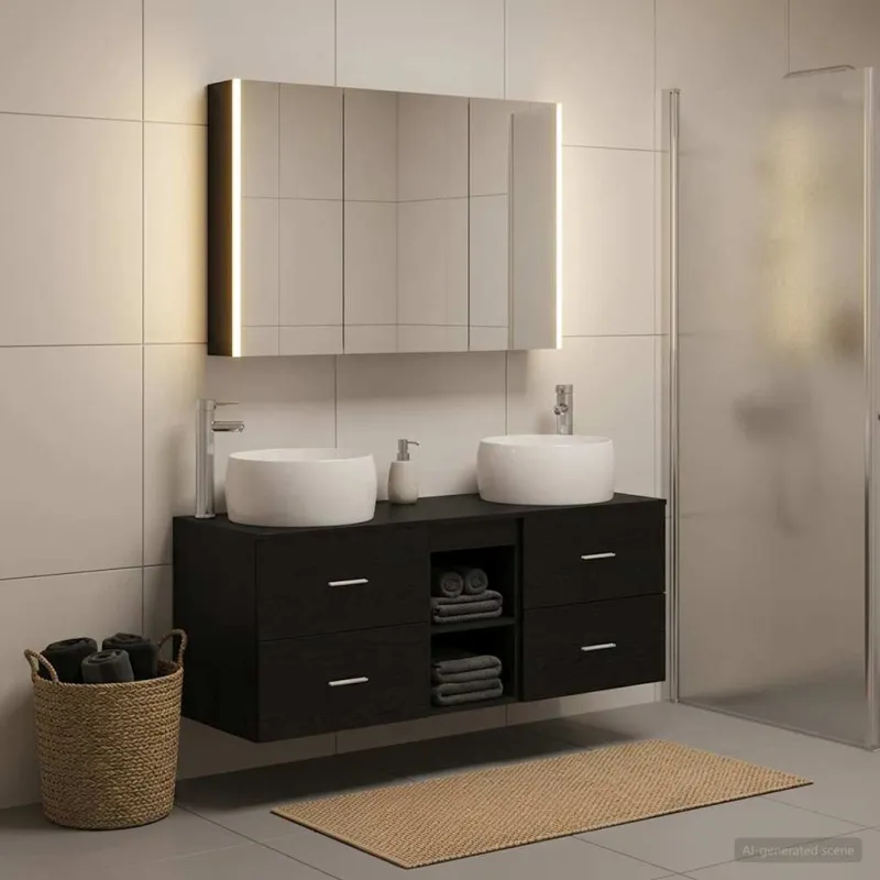 Vonios baldų rinkinys 4 pcs Juodojo ąžuolo