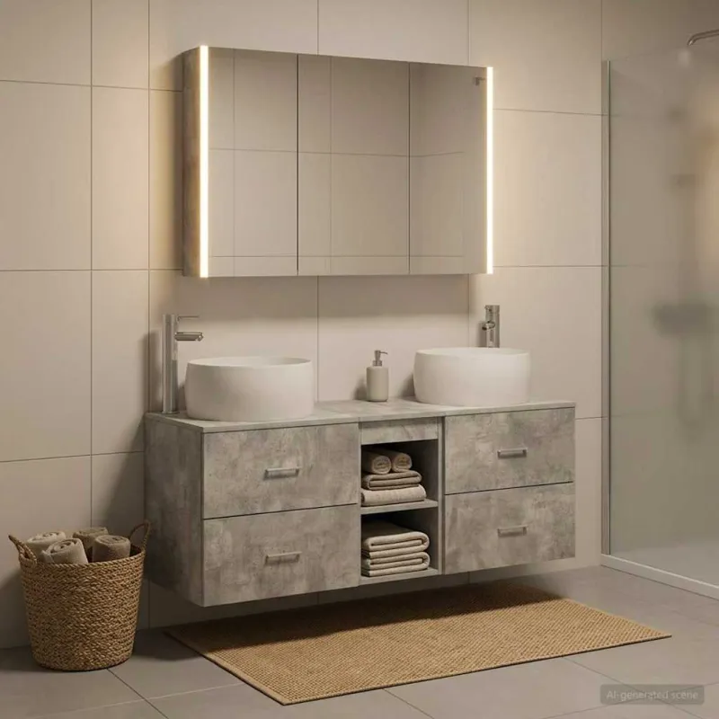 Vonios baldų rinkinys 4 pcs Betono pilka