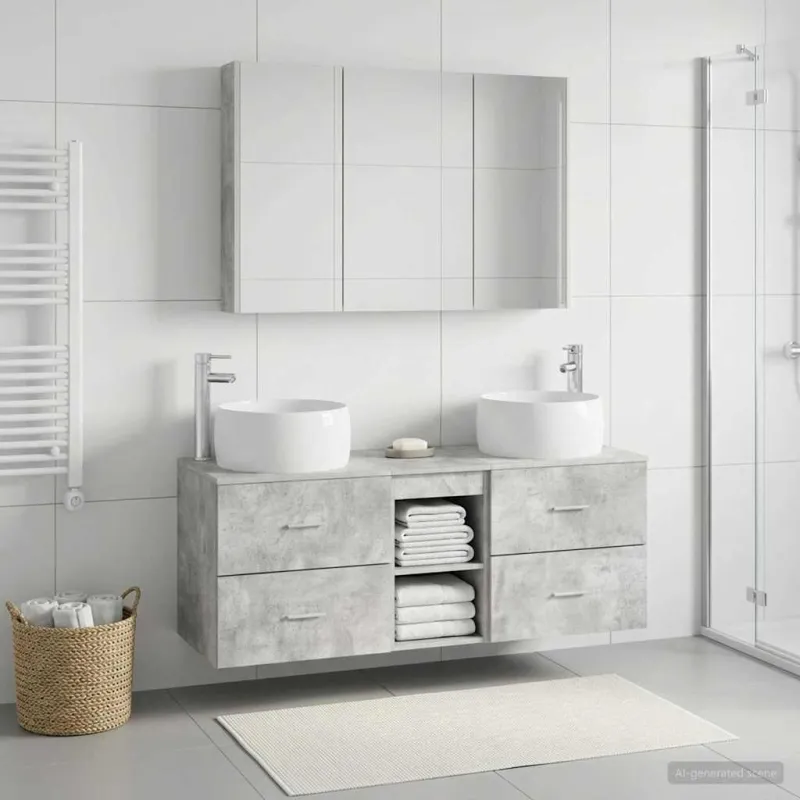 Vonios baldų rinkinys 4 pcs Betono pilka