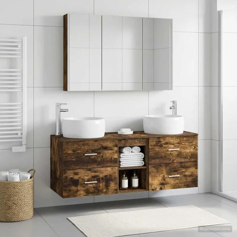 Vonios baldų rinkinys 4 pcs Dūminio ąžuolo