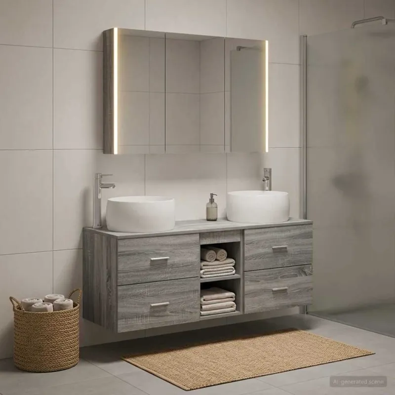 Vonios baldų rinkinys 4 pcs Pilka Sonoma