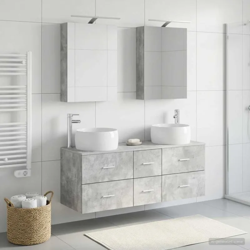 Vonios baldų rinkinys 5 pcs Betono pilka