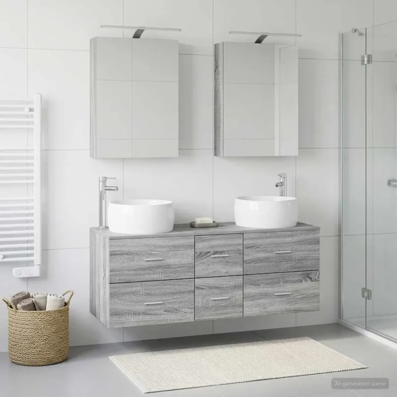Vonios baldų rinkinys 5 pcs Pilka Sonoma