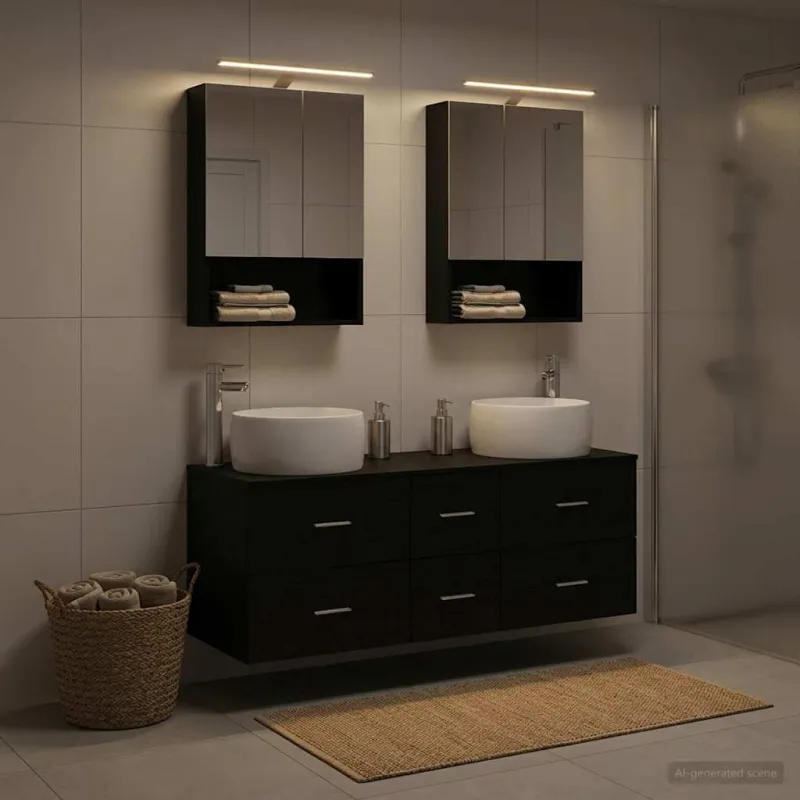 Vonios baldų rinkinys 5 pcs Juodojo ąžuolo