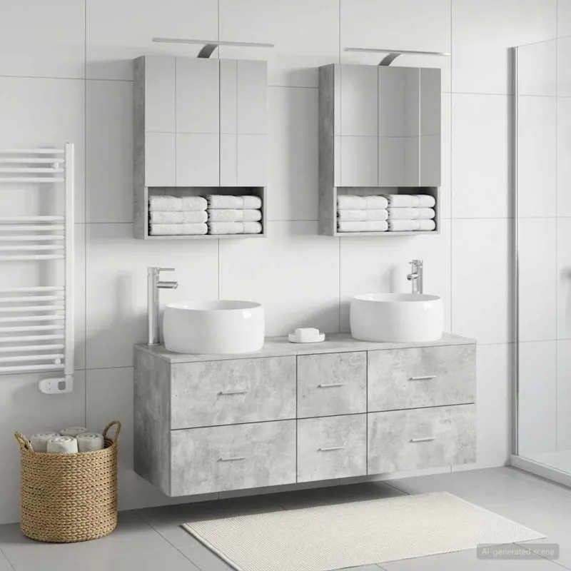 Vonios baldų rinkinys 5 pcs Betono pilka