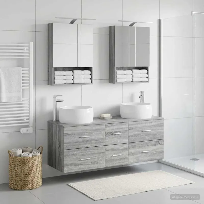 Vonios baldų rinkinys 5 pcs Pilka Sonoma