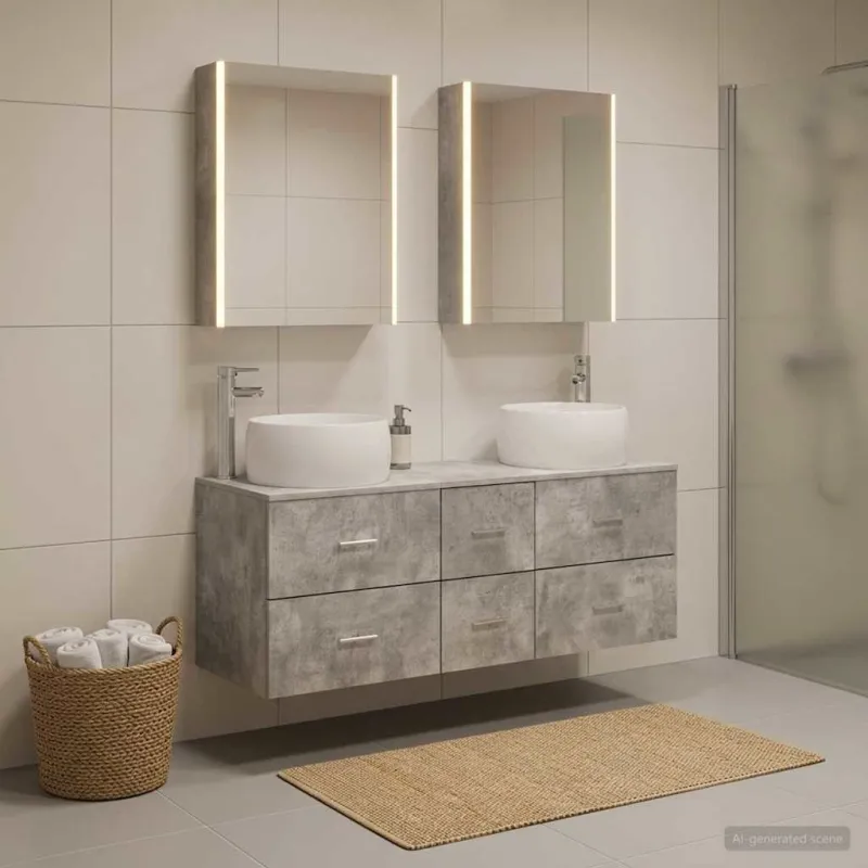 Vonios baldų rinkinys 5 pcs Betono pilka