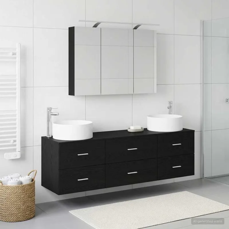 Vonios baldų rinkinys 4 pcs Juodojo ąžuolo