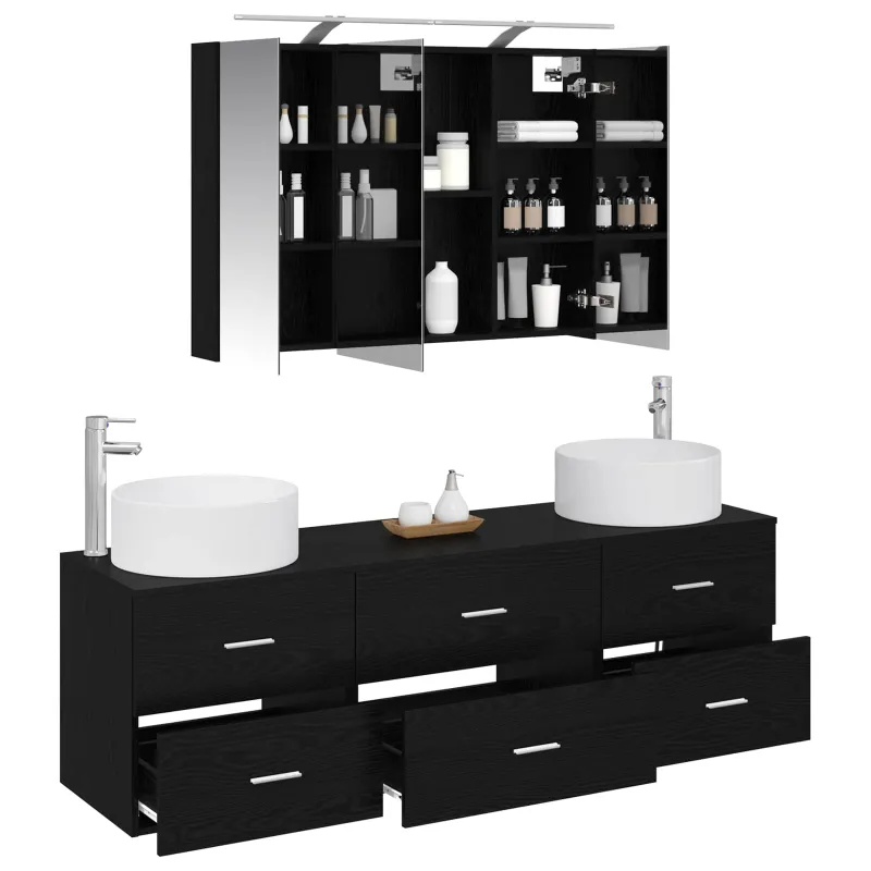Vonios baldų rinkinys 4 pcs Juodojo ąžuolo