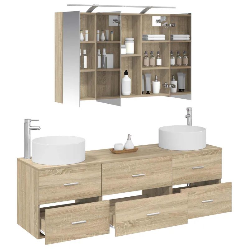 Vonios baldų rinkinys 4 pcs Sonoma ąžuolas