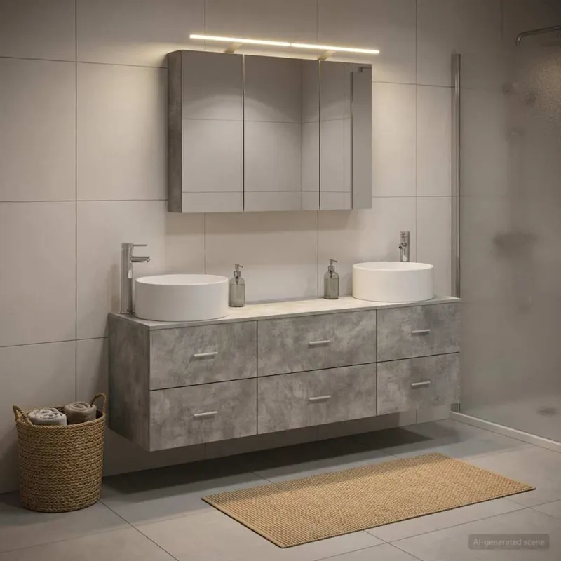 Vonios baldų rinkinys 4 pcs Betono pilka