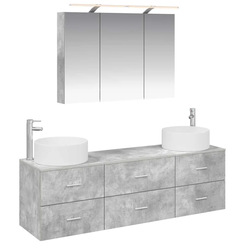 Vonios baldų rinkinys 4 pcs Betono pilka