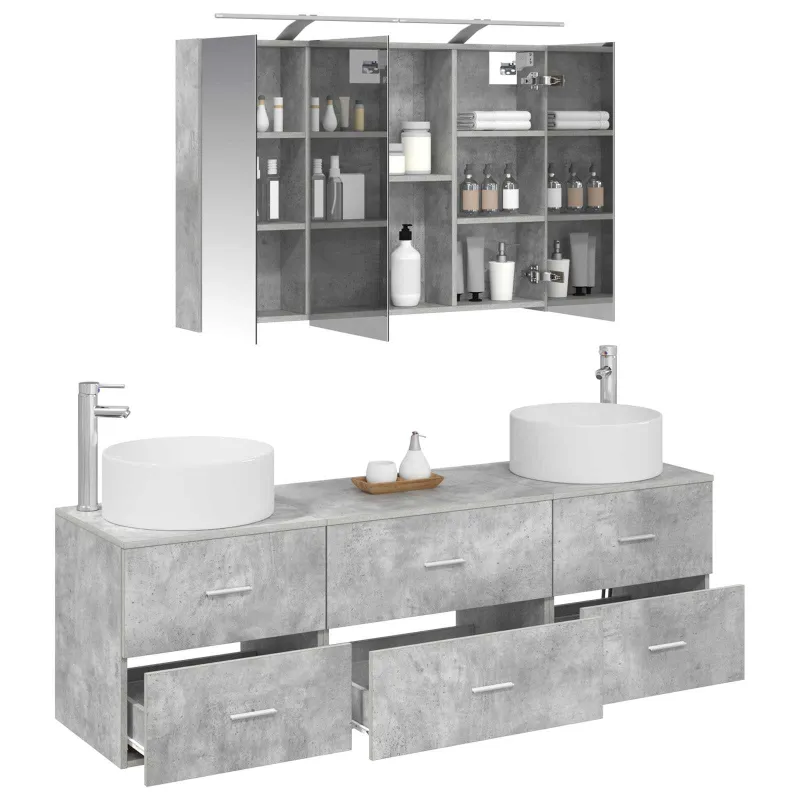 Vonios baldų rinkinys 4 pcs Betono pilka