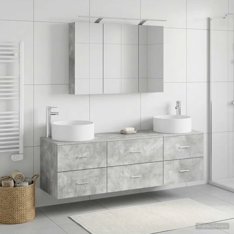 Vonios baldų rinkinys 4 pcs Betono pilka