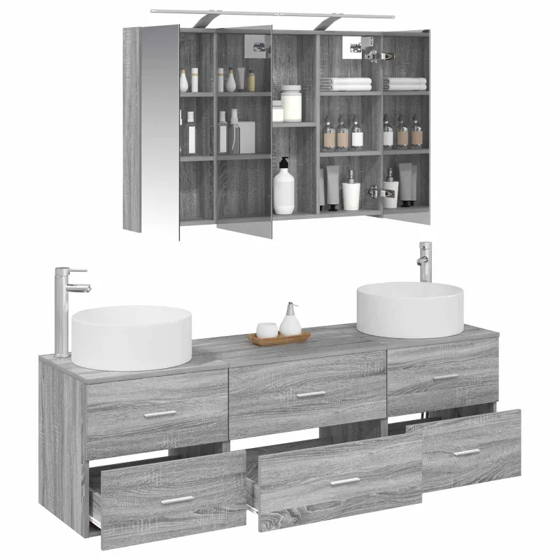 Vonios baldų rinkinys 4 pcs Pilka Sonoma