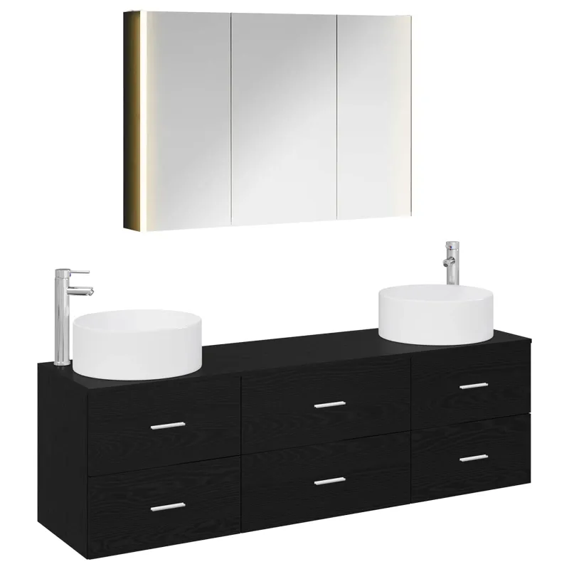 Vonios baldų rinkinys 4 pcs Juodojo ąžuolo