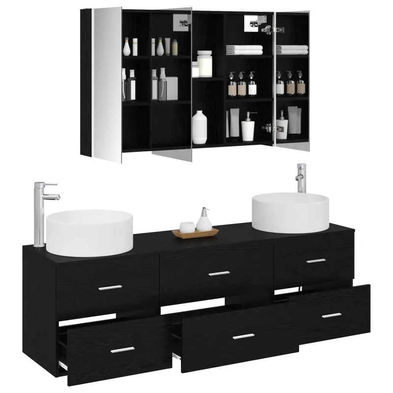 Vonios baldų rinkinys 4 pcs Juodojo ąžuolo