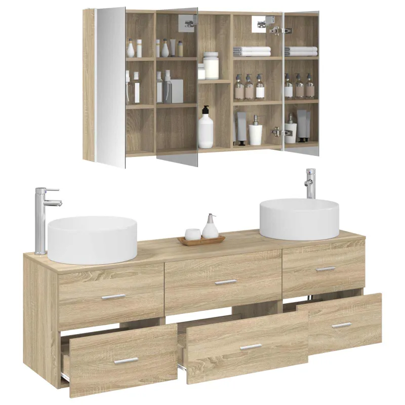Vonios baldų rinkinys 4 pcs Sonoma ąžuolas