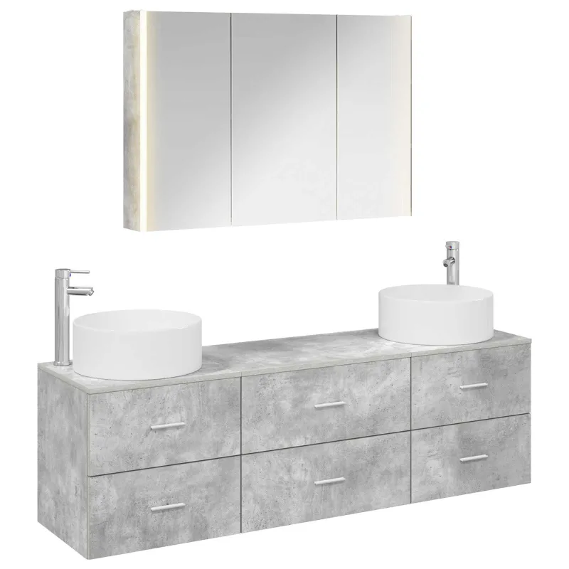 Vonios baldų rinkinys 4 pcs Betono pilka
