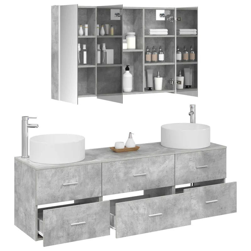 Vonios baldų rinkinys 4 pcs Betono pilka