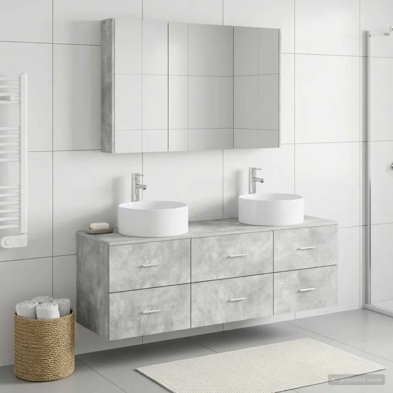 Vonios baldų rinkinys 4 pcs Betono pilka