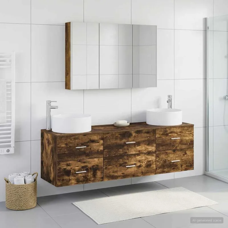 Vonios baldų rinkinys 4 pcs Dūminio ąžuolo