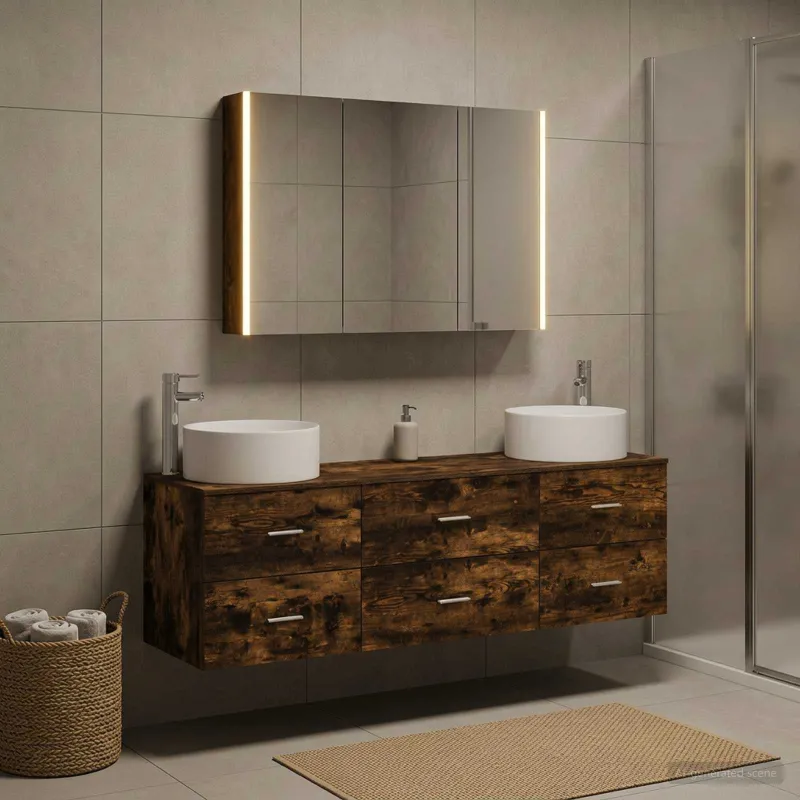 Vonios baldų rinkinys 4 pcs Dūminio ąžuolo