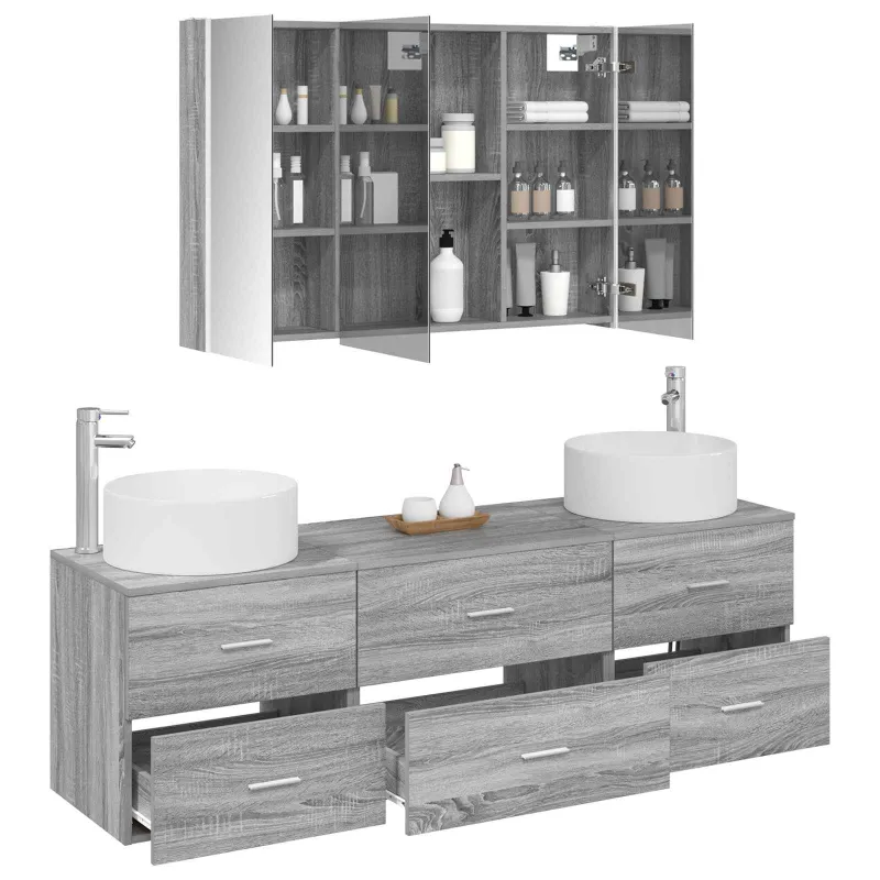 Vonios baldų rinkinys 4 pcs Pilka Sonoma