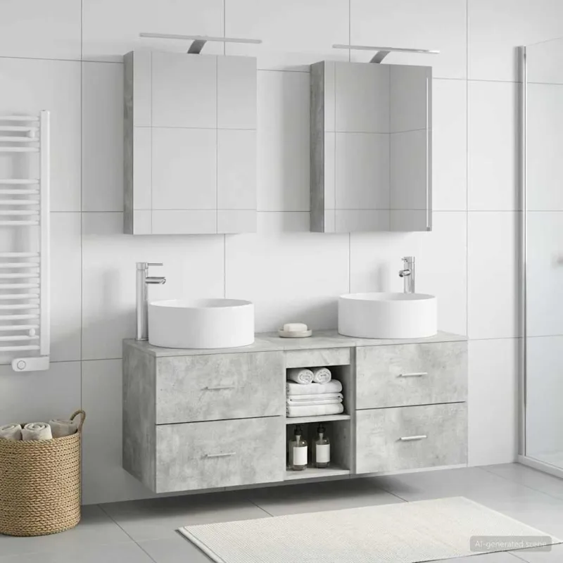 Vonios baldų rinkinys 5 pcs Betono pilka